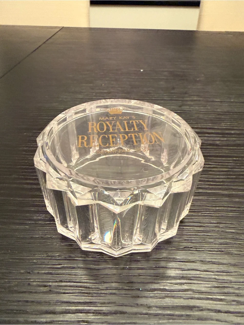 Vintage Mary Kay Royalty Reception Seminar 1987 Plastic Clear Box Trinket Box
